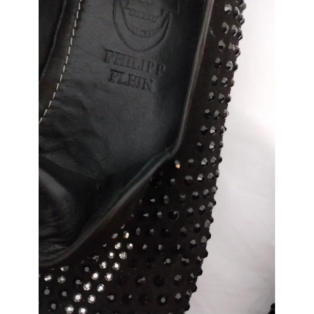 Philipp Plein Men's Studded Leather Slip on‎ Loafers Size 41 Black Embellished
